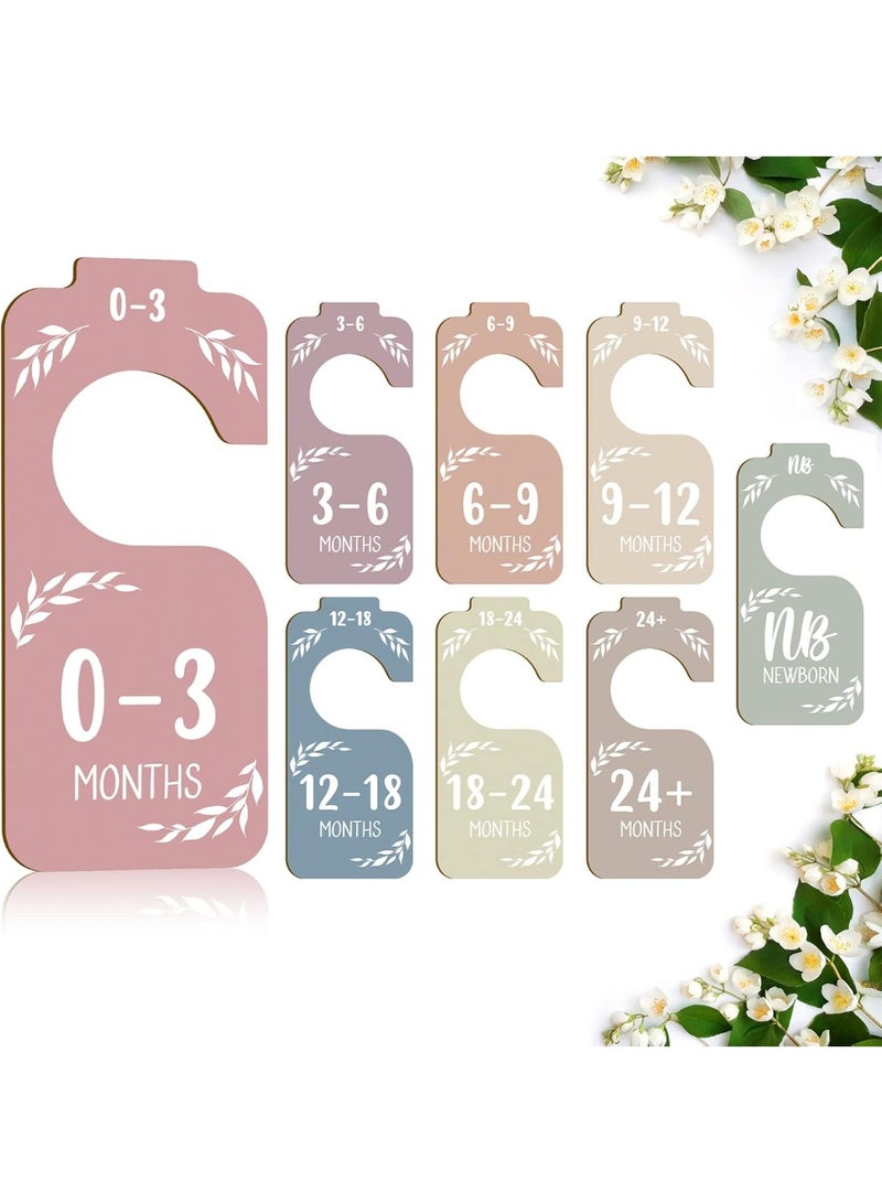 jaexest Wooden Baby Closet Dividers for Clothes Organizer – Colorful Nursery Decor Size Hangers with Double Sided Age Labels for New Mom Dad Parents 8pcs - Image 1